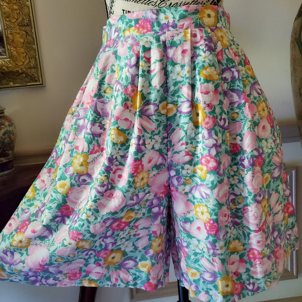 Vintage Pastel Floral Bermuda Shorts